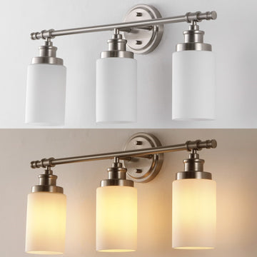 Egan 23.25" 3-Light Classic Cottage Vanity Light with Frosted Glass Shades and Bathroom Hardware Accessory Set - JONATHAN Y